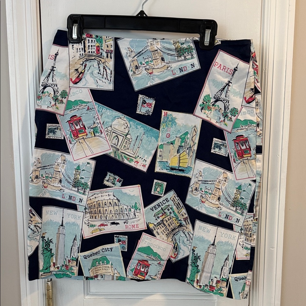 Talbots Multicolor Travel Print Pencil Skirt